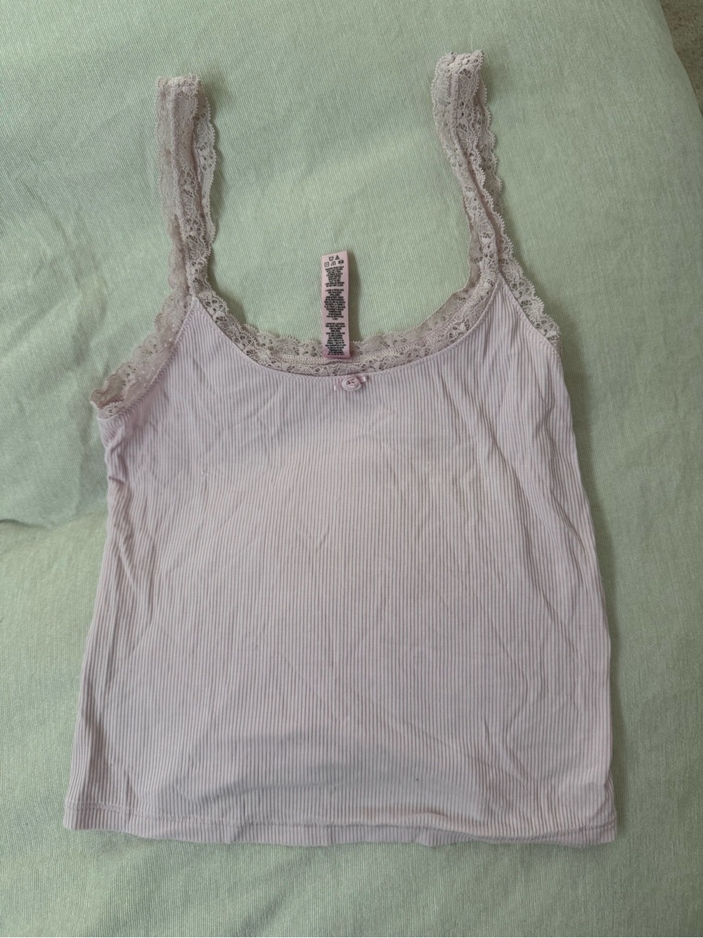 SKIMS Lace-Trim Pink Tank Top